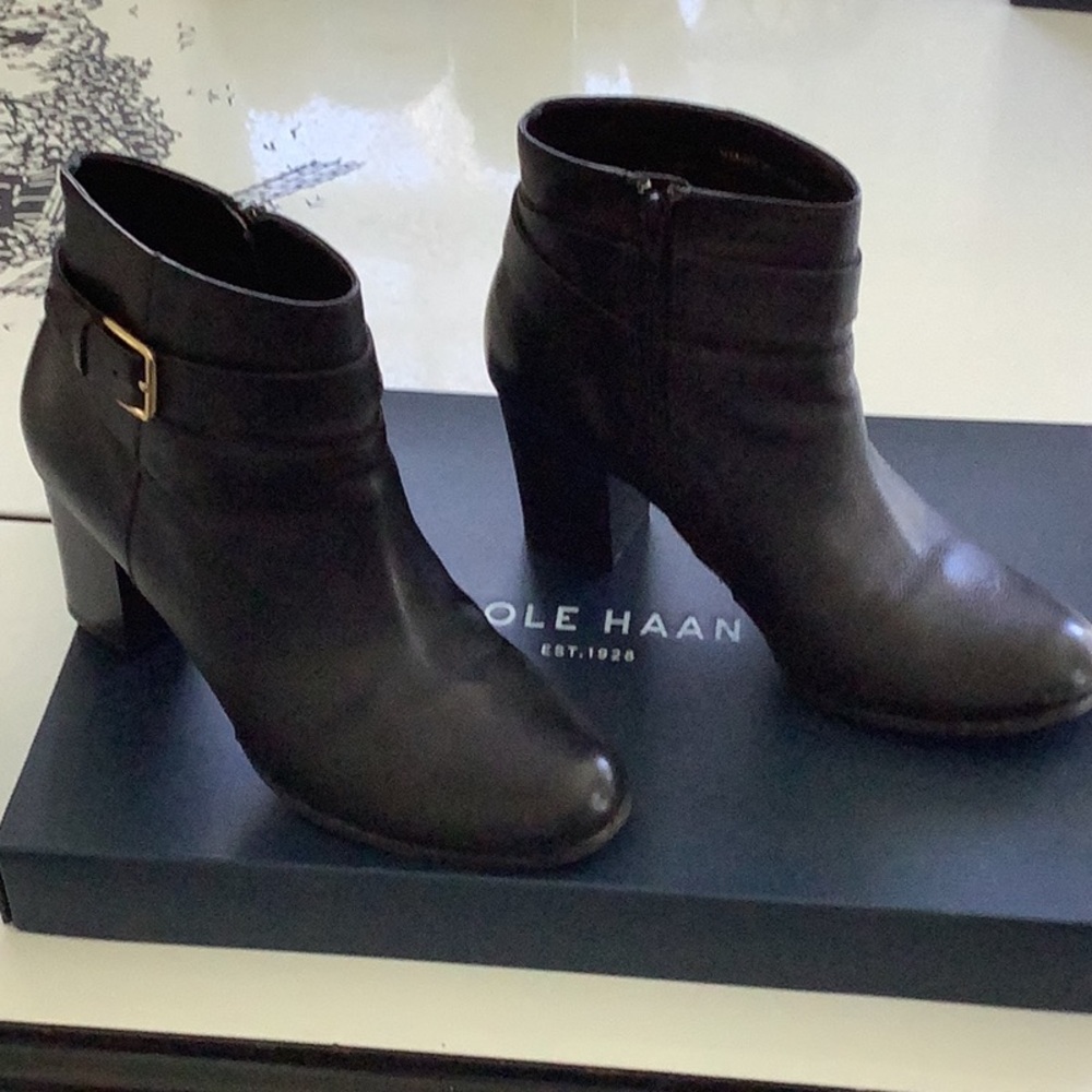 Cole Haan Black Leather Ankle Booties